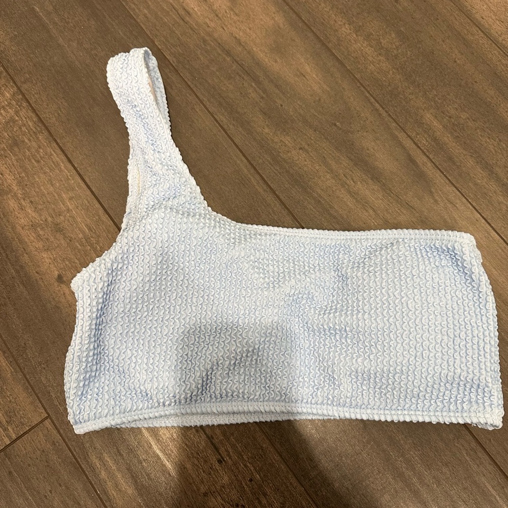 Light Blue Textured One-Shoulder Top NEVER WORN